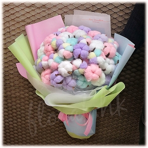 PF39 軟綿綿彩虹棉花球花束    PF39 軟綿綿彩虹棉花球花束